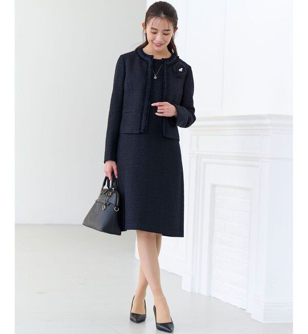 組曲「【KUMIKYOKU NAVY】ラメループモールツイード ジャケット」|ノーカラージャケット|