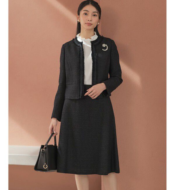 組曲「【KUMIKYOKU NAVY】ラメループモールツイード ジャケット」|ノーカラージャケット|