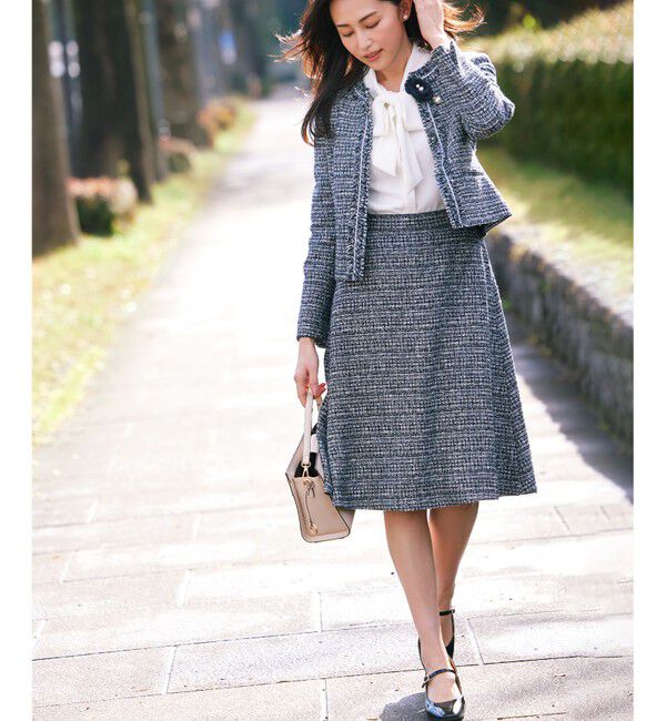 組曲「【KUMIKYOKU NAVY】ラメループモールツイード ジャケット」|ノーカラージャケット|