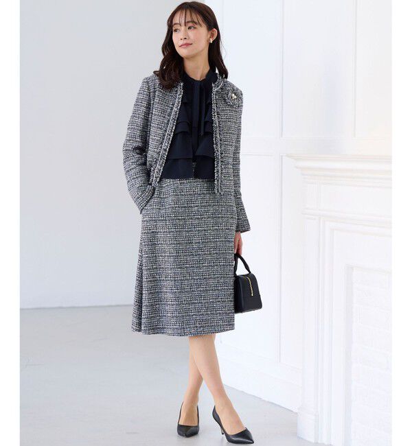 組曲「【KUMIKYOKU NAVY】ラメループモールツイード ジャケット」|ノーカラージャケット|