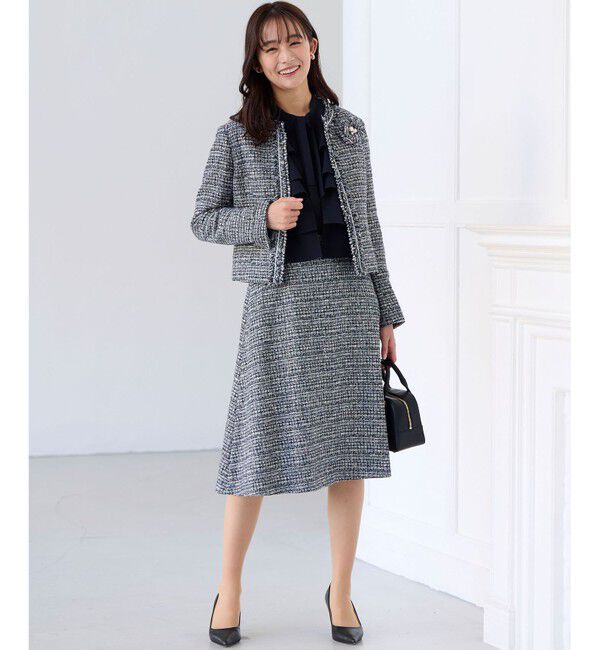 組曲「【KUMIKYOKU NAVY】ラメループモールツイード ジャケット」|ノーカラージャケット|