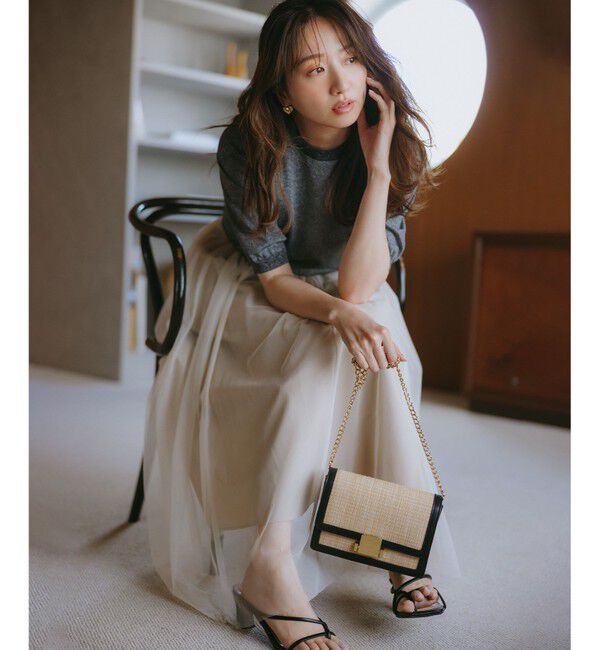 組曲「【WEB限定・2SET】シャイニーラメニット&times;チュールスカート」|スーツ|ブラック系