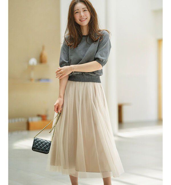 組曲「【WEB限定・2SET】シャイニーラメニット&times;チュールスカート」|スーツ|