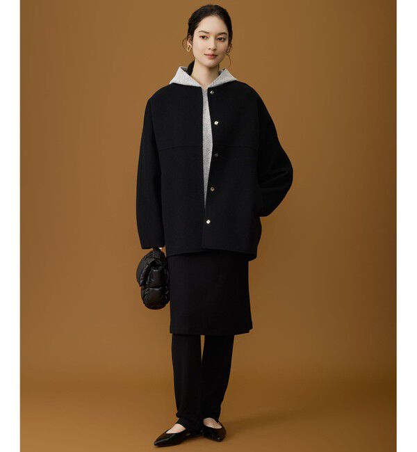 自由区「【SHIHOさん着用】ウールリバーノーカラー コート」|ノーカラーコート|