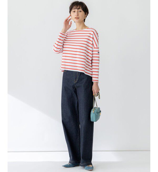 23区「【洗える】Armor-lux スムース クロップド  ボーダー カットソー」|Tシャツ・カットソー|