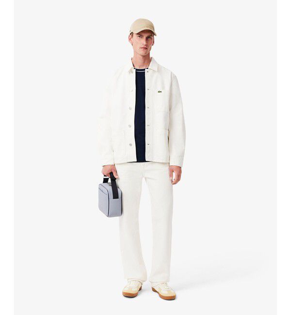 LACOSTE「配色ラインドリブネック鹿の子地 半袖Tシャツ」|Tシャツ・カットソー|