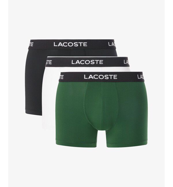 LACOSTE「3P ブランドネームロゴウエストバンドマイクロファイバートランクショーツ」|インナー|グリーン