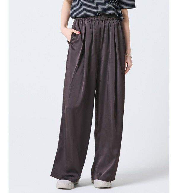 LACOSTE「オーバーサイズイージーサテンパンツ」|サルエル|