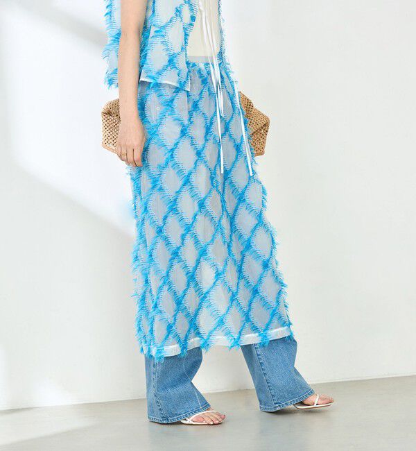 NOLLEY'S「《セットアップ対応》KIRYUバイヤスカットジャガードスカート」|スカート|ブルー系その他