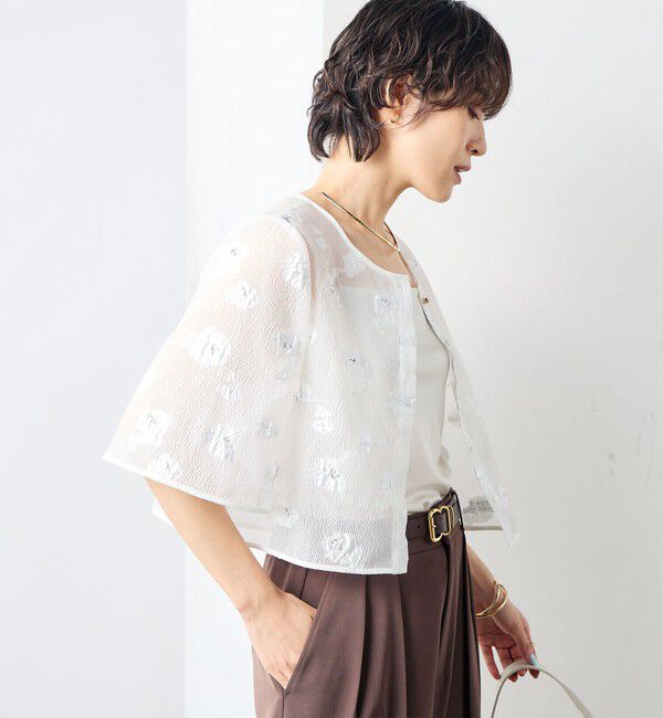 NOLLEY'S sophi「《セットアップ対応》ラメフラワージャガードブラウス」|シャツ・ブラウス|