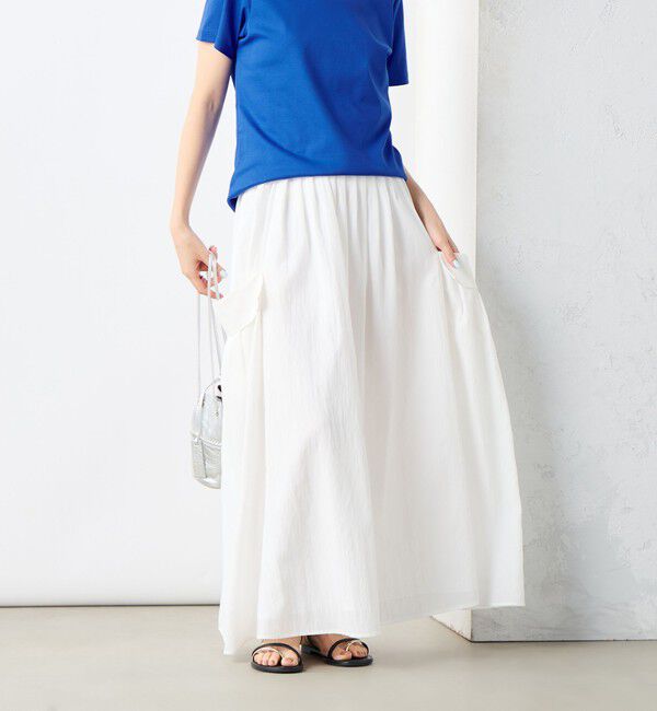 NOLLEY'S「《セットアップ対応》リンクルタイプライターポケ付きスカート」|スカート|オフホワイト
