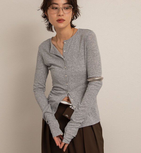 NOLLEY'S「【MAQWEL/マクウェル】リブクルーネックカーディガン」|カーディガン|