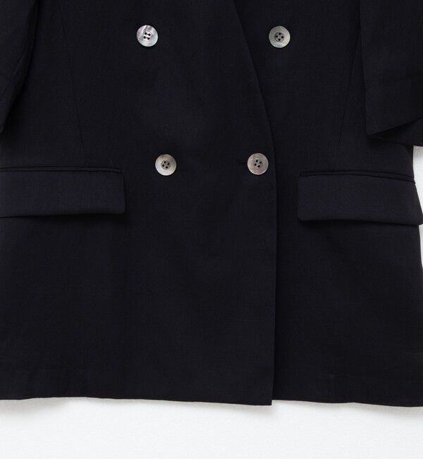 NOLLEY'S「ウォッシャブルリネン風シアー5分袖ジャケット」|ノーカラージャケット|