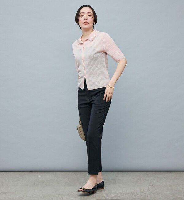 NOLLEY'S sophi「《手洗い可能》ワイドリブシアーポロ衿カーディガン」|カーディガン|