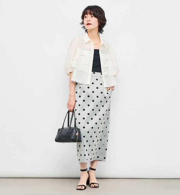 NOLLEY'S「シアーシルキーパール釦フリルブラウス」|シャツ・ブラウス|