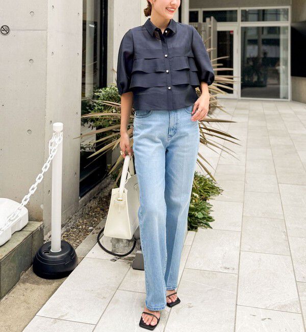 NOLLEY'S「シアーシルキーパール釦フリルブラウス」|シャツ・ブラウス|