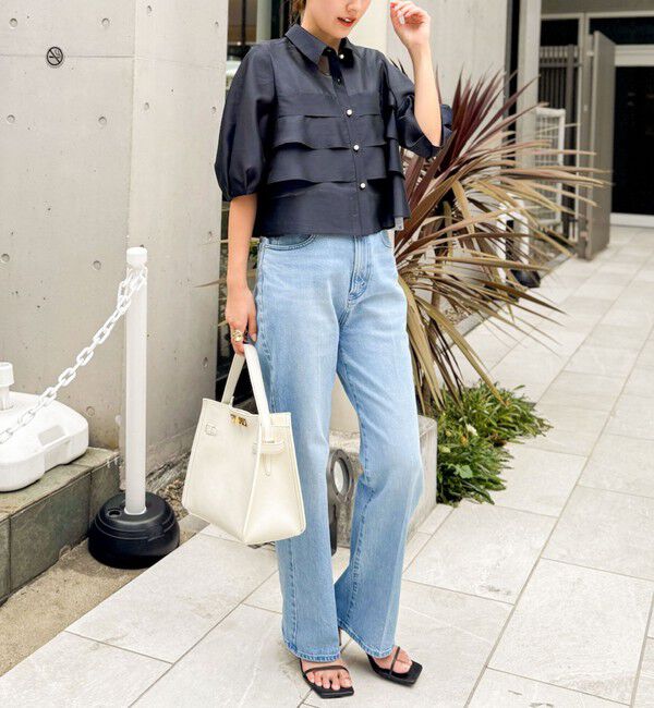 NOLLEY'S「シアーシルキーパール釦フリルブラウス」|シャツ・ブラウス|