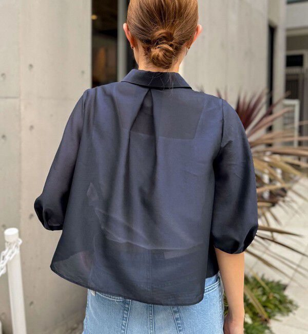 NOLLEY'S「シアーシルキーパール釦フリルブラウス」|シャツ・ブラウス|