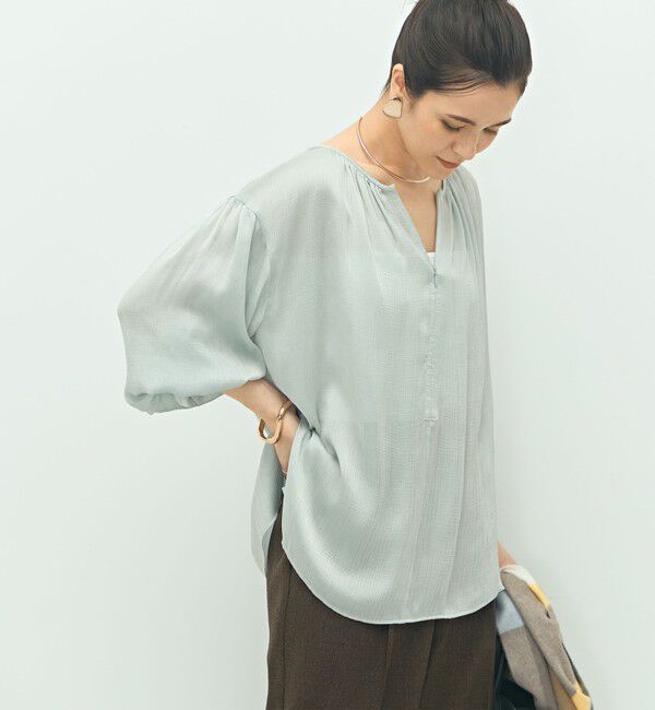 NOLLEY'S「楊柳サテン2WAYギャザーブラウス」|シャツ・ブラウス|イエローグリーン
