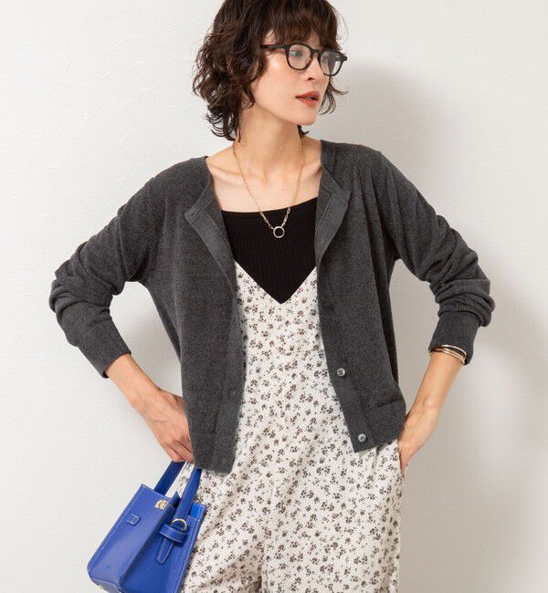 Rie Miller「《手洗い可能》《アンサンブル対応》モールヤーンクルーネックカーディガン」|カーディガン|