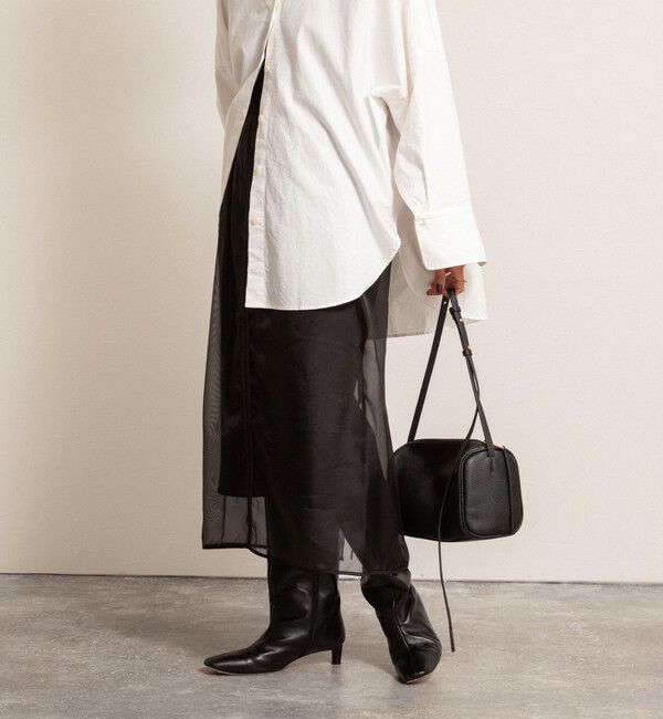 MAQWEL「【MAQWEL/マクウェル】ウォッシャブルオーガンジースカート」|タイト|ブラック