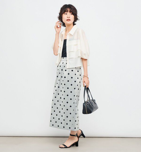 NOLLEY'S「ウォッシャブルストレッチドットジャガードタイトスカート」|タイト|