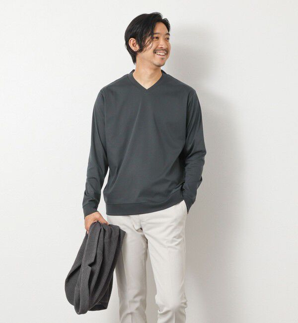 NOLLEY'S goodman「《ビジカジ対応》シルケットスムースドレスL/S V Tシャツ 25AW」|Tシャツ・カットソー|