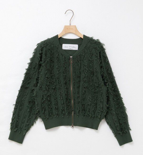 Rie Miller「《手洗い可能》カットジャガードジップアップカーディガン」|カーディガン|