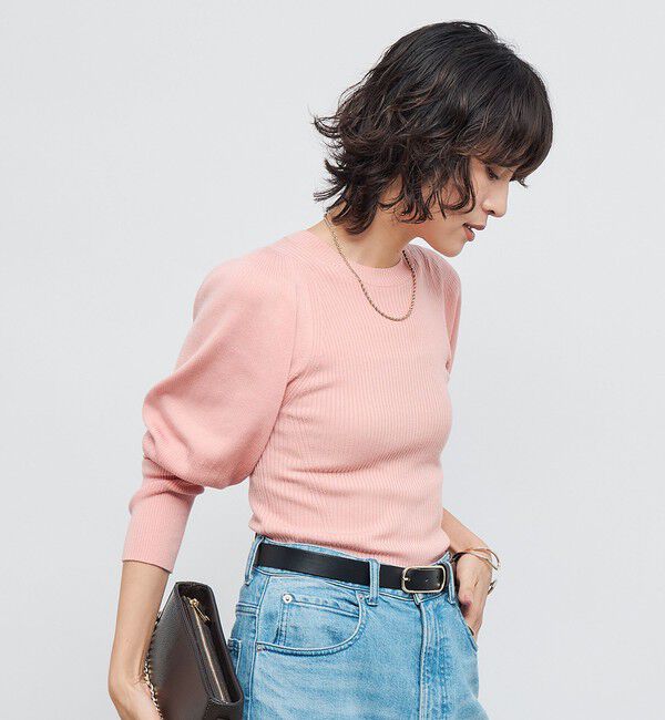 NOLLEY'S「《手洗い可能》リブパフスリーブプルオーバーニット」|ニット・セーター|