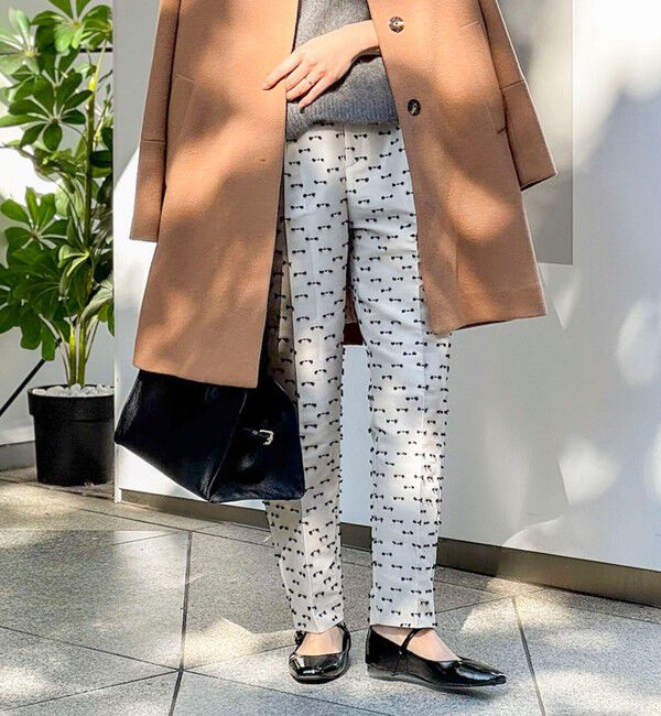 NOLLEY'S「《セットアップ対応》ウォッシャブルリボンジャガードタックテーパードパンツ」|その他|ベージュ系その他