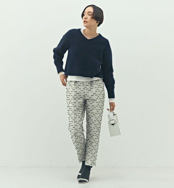 NOLLEY'S「《セットアップ対応》ウォッシャブルリボンジャガードタックテーパードパンツ」|その他|