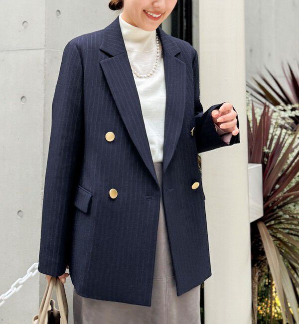 NOLLEY'S「ウォッシャブルウール調ダブルジャケット」|テーラードジャケット|ブルー系その他7