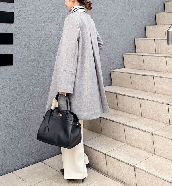 NOLLEY'S「ブローチ付きAラインノーカラーコート」|ノーカラーコート|