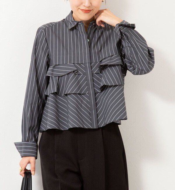 NOLLEY'S「【MARILYN MOON/マリリーンムーン】layered raffle blouse」|シャツ・ブラウス|ブラック・グレー系3