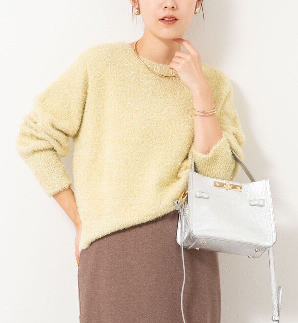NOLLEY'S「《手洗い可能》ラメシャギープルオーバー」|ニット・セーター|イエロー