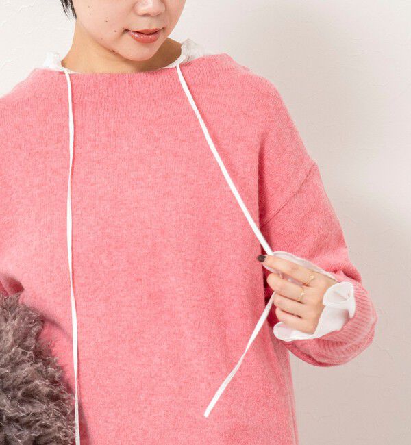 NOLLEY'S「ウールナイロンロング丈プルオーバー」|ニット・セーター|ピンク