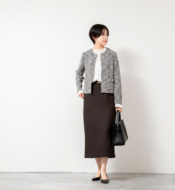 NOLLEY'S「ウォッシャブルツィーディージャージジャケット」|ノーカラージャケット|