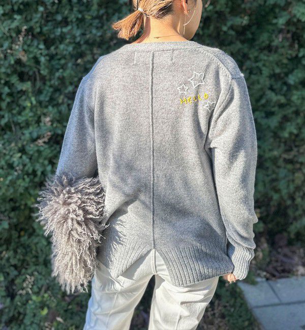 Rie Miller「《手洗い可能》ハンド刺繍Vネックカーディガン」|カーディガン|