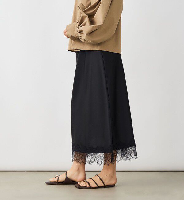 NOLLEY'S sophi「ウォッシャブル裾レースサテンナロースカート」|スカート|