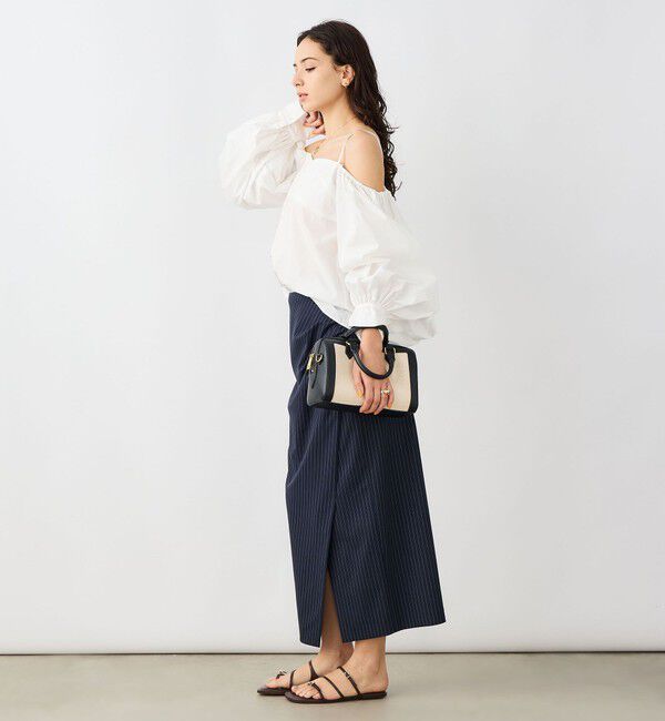 NOLLEY'S sophi「ウォッシャブルストライプドレープタイトスカート」|タイト|