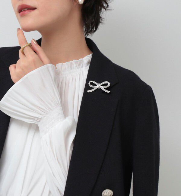 NOLLEY'S「【NOLLEYS goods】リボンパールブローチ」|ブローチ・コサージュ|