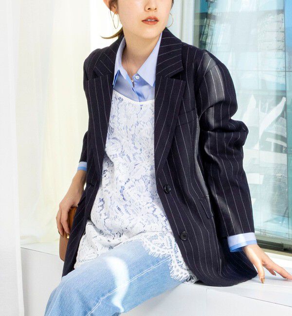 NOLLEY'S「【WEB＆一部店舗限定色アイテム】ウォッシャブルストライプオーバージャケット」|テーラードジャケット|