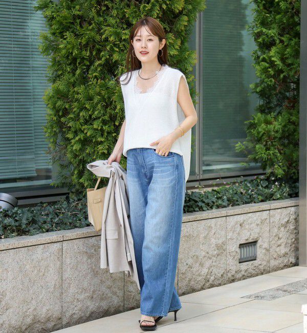 NOLLEY'S「《手洗い可能》Ｖネックレースジレ」|ベスト・ジレ|