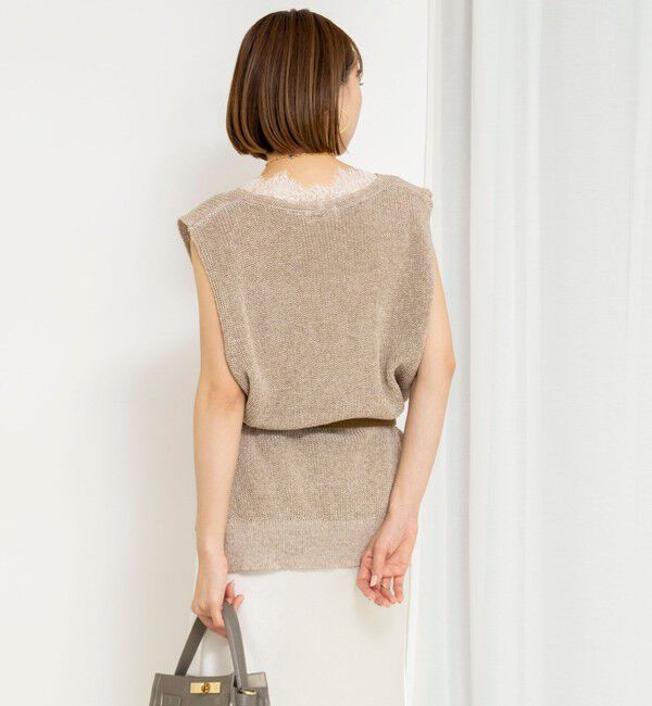 NOLLEY'S「《手洗い可能》Ｖネックレースジレ」|ベスト・ジレ|