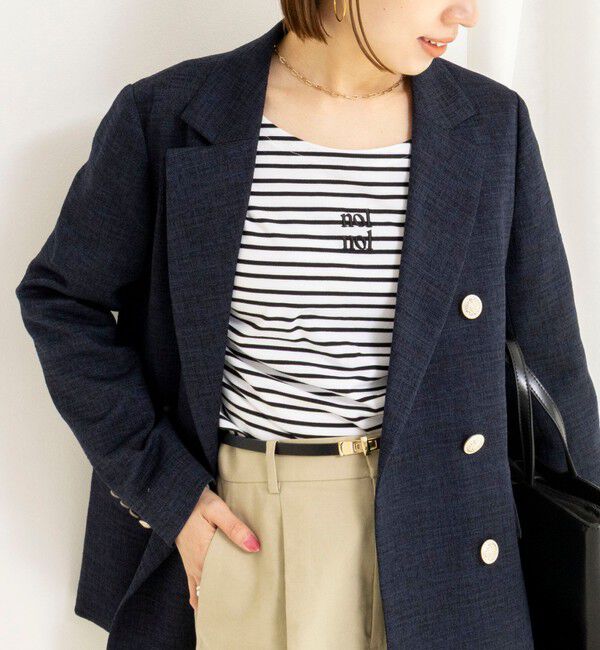 NOLLEY'S「【nolnol/ノルノル】ウォッシャブルシルケットボーダーショートT」|Tシャツ・カットソー|ホワイト系4