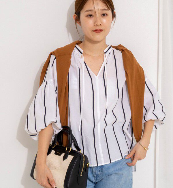 NOLLEY'S「ウォッシャブルドビーストライプブラウス」|シャツ・ブラウス|