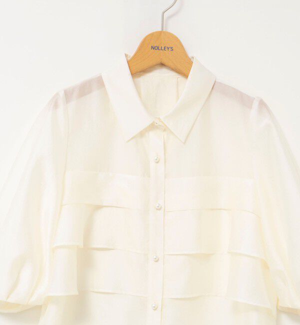 NOLLEY'S「シアーシルキーパール釦フリルブラウス」|シャツ・ブラウス|
