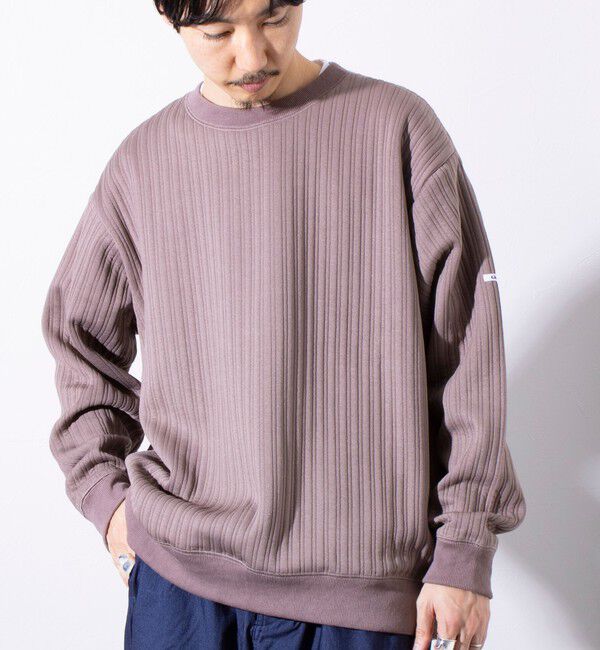 GLOSTER「【GLOSTER/グロスター】 ストライプ キルティング スウェット プルオーバー」|スウェット・ジャージ|