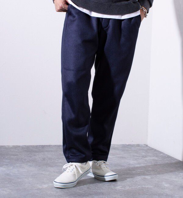 GLOSTER「【GLOSTER/グロスター】カチオンフリースボンディング イージーパンツ」|チノ|ダークネイビー