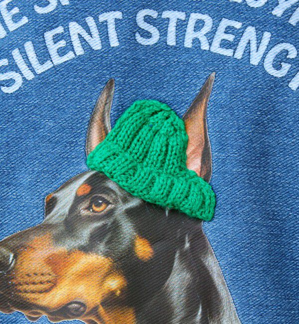 GLOSTER「【立体アップリケ】カットデニム風 ニットアップリケスウェット」|スウェット・ジャージ|